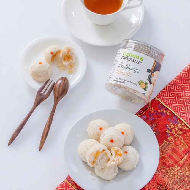 ขนมเปี๊ยะไส้มะตูมโซเดียมต่ำ Green & Organic หวานน้อย ฟอสฟอรัสต่ำ ไม่มีเนยและนม — รูปสินค้าจริง